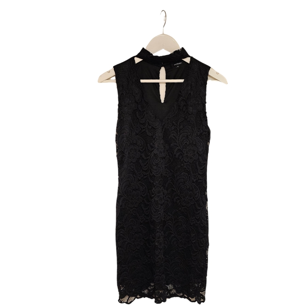 Black Lace Dress with Neck Collar
